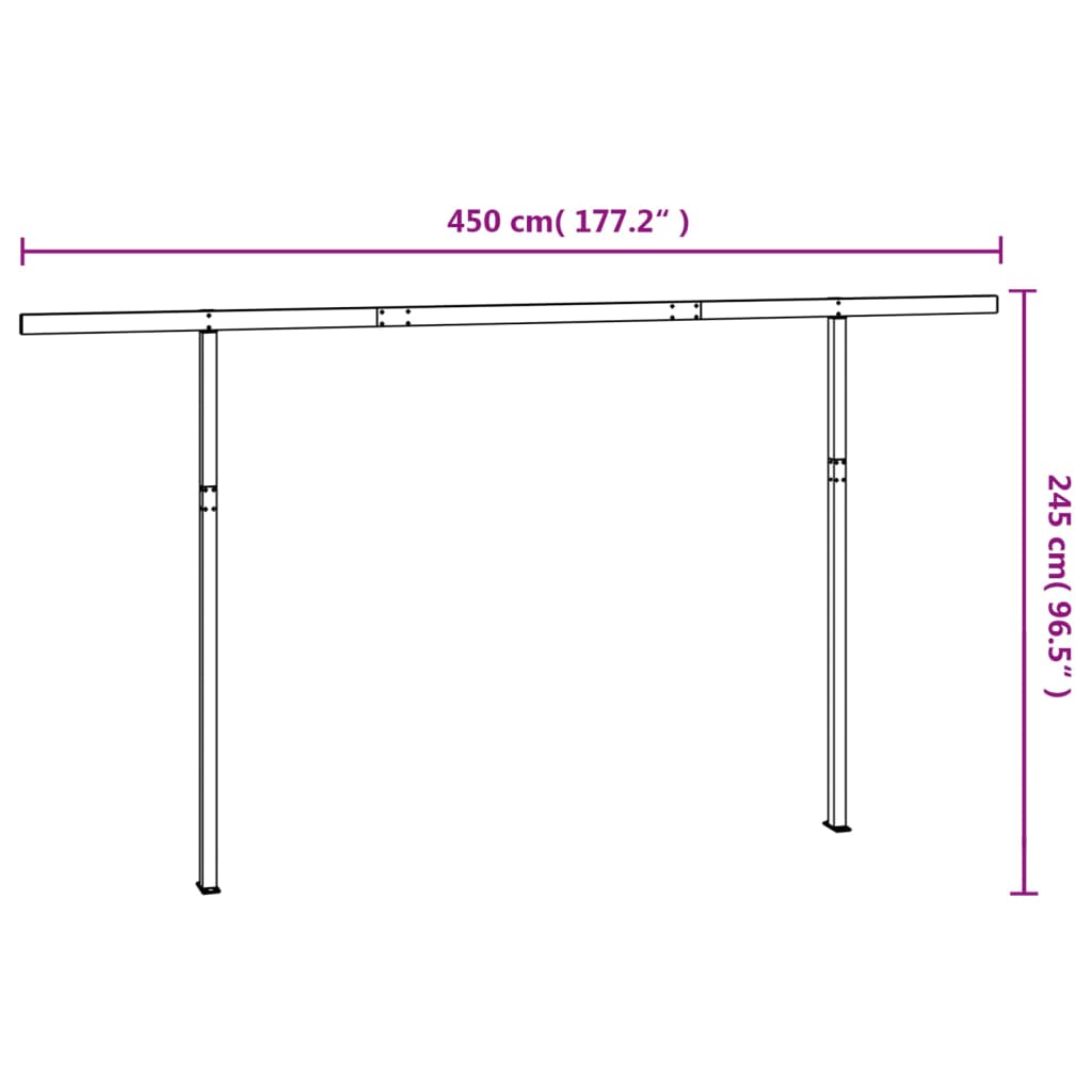 Set stâlp pentru copertină, alb, 450x245 cm, fier - Lando