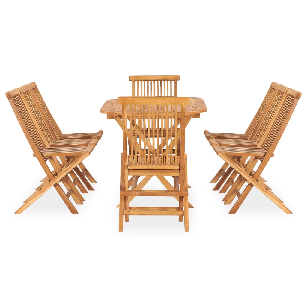 Set mobilier de exterior pliabil, 9 piese, lemn masiv de tec - Lando