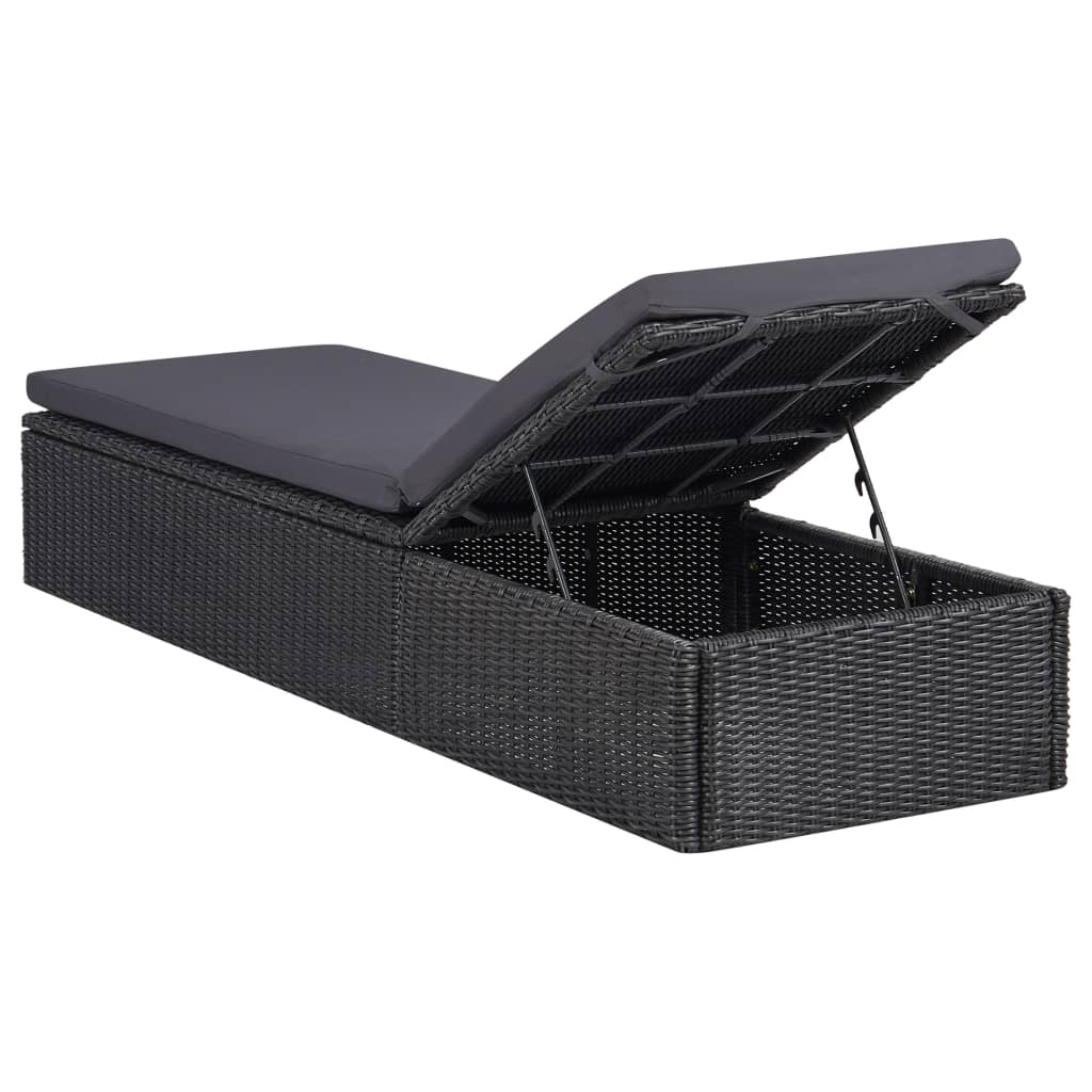 Set mobilier de grădină, 11 piese, negru, poliratan - Lando