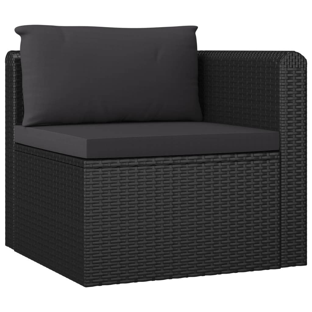 Set mobilier de grădină cu perne, 7 piese, negru, poliratan - Lando