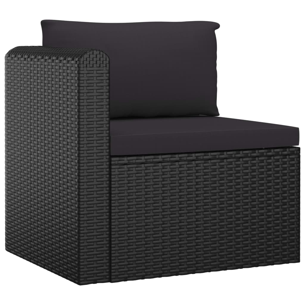 Set mobilier de grădină cu perne, 7 piese, negru, poliratan - Lando