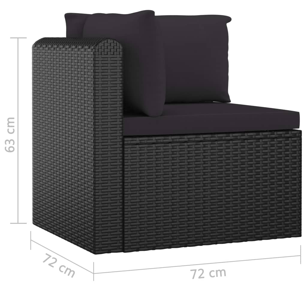 Set mobilier de grădină cu perne, 7 piese, negru, poliratan - Lando