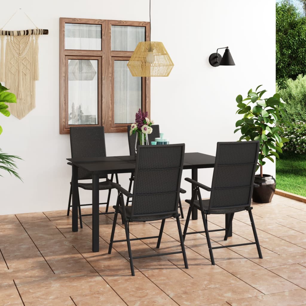 Set mobilier de grădină, 5 piese, negru - Lando