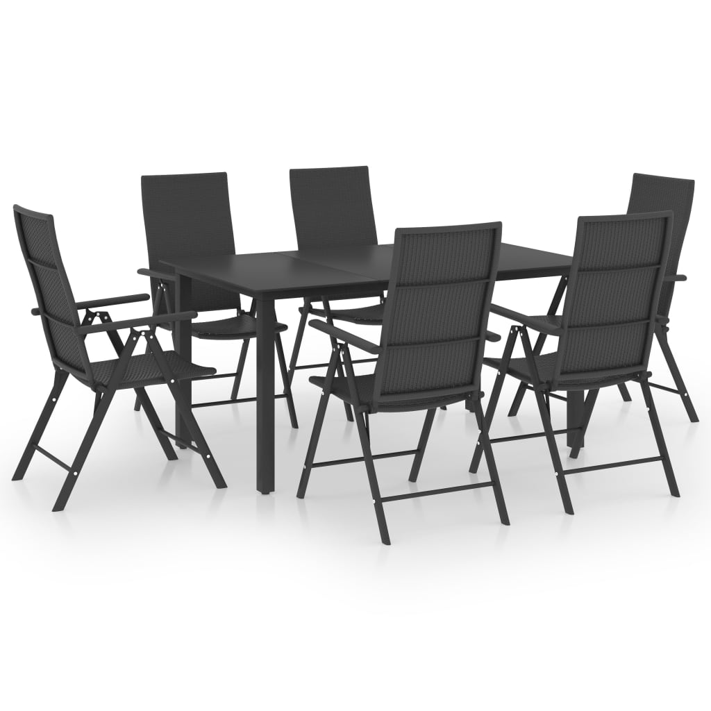 Set mobilier de grădină, 7 piese, negru - Lando