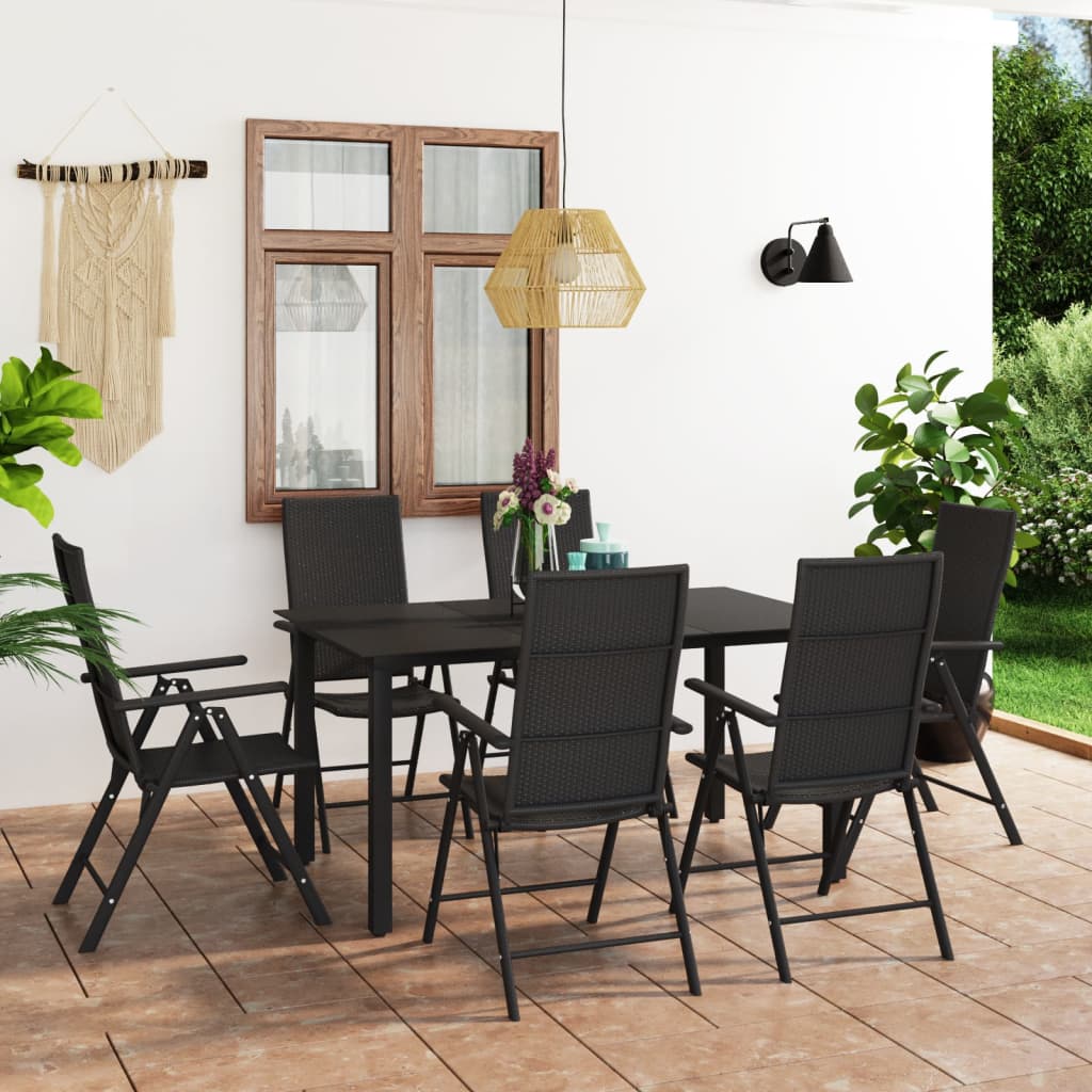 Set mobilier de grădină, 7 piese, negru - Lando