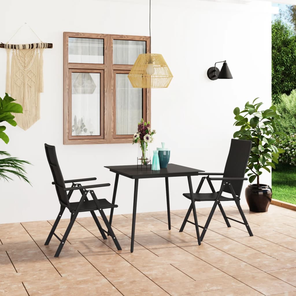 Set mobilier de grădină, 3 piese, negru - Lando