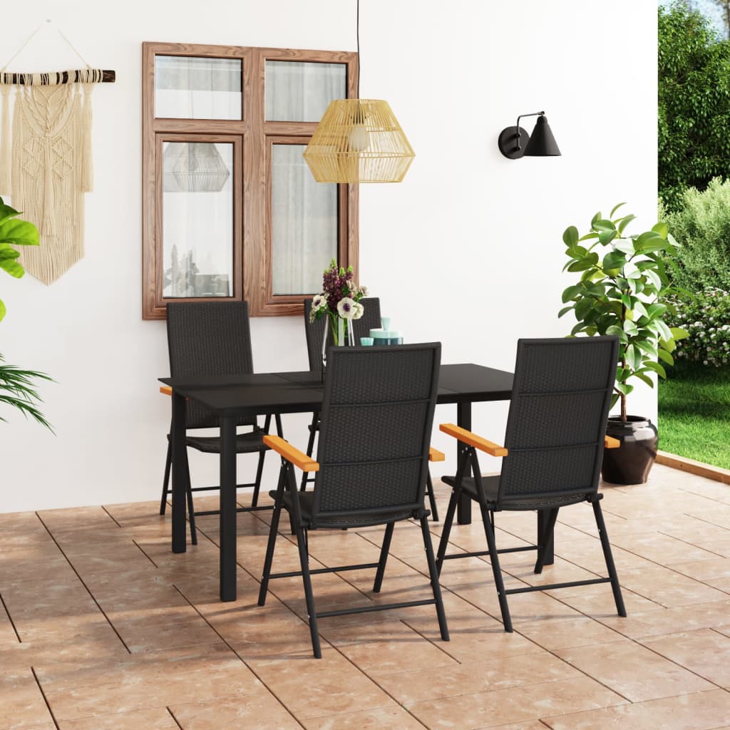 Set mobilier de grădină, 5 piese, negru și maro - Lando