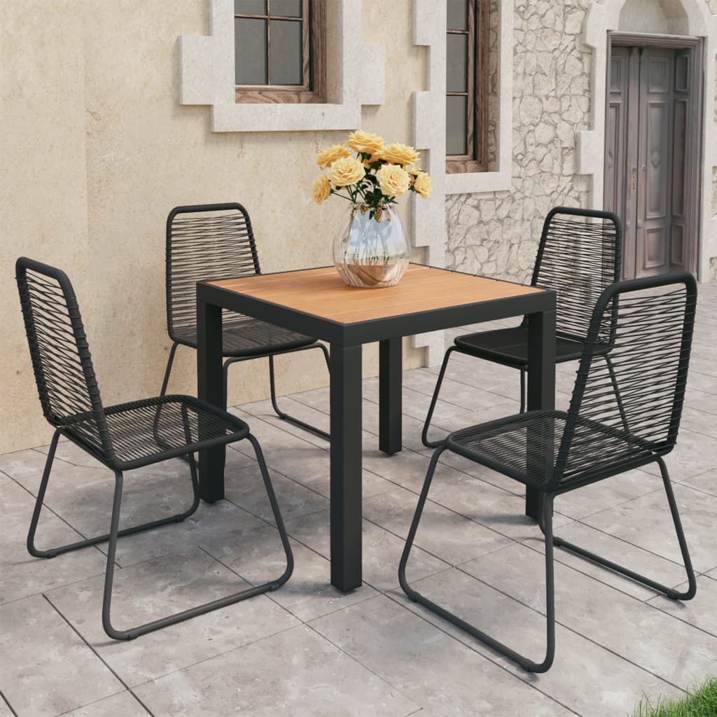 Set mobilier de grădină, 5 piese, negru și maro, ratan PVC - Lando