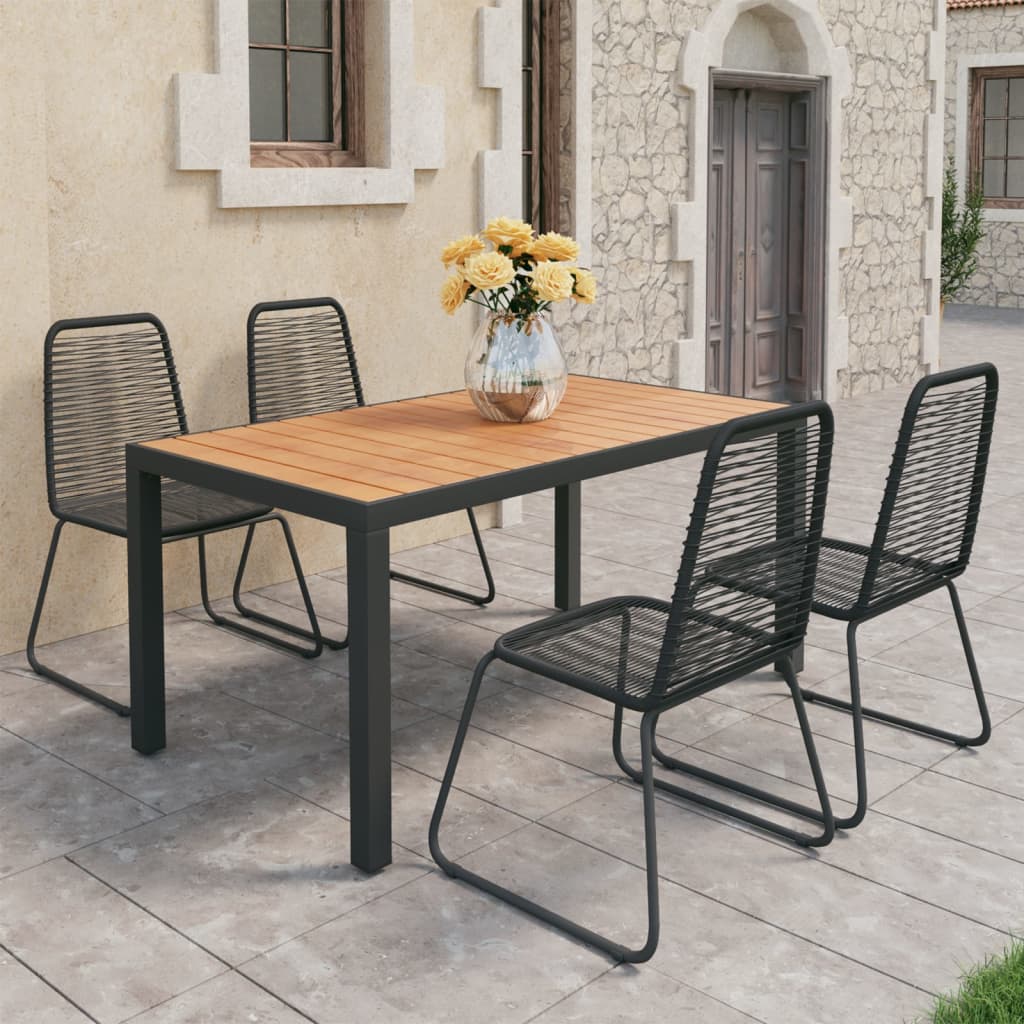 Set mobilier de grădină, 5 piese, negru și maro, ratan PVC - Lando