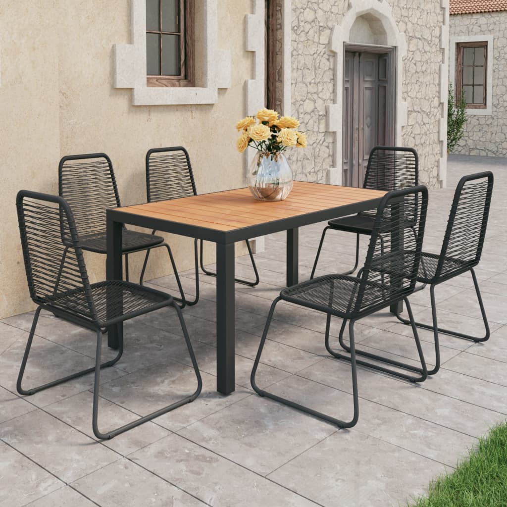 Set mobilier de grădină, 7 piese, negru și maro, ratan PVC - Lando