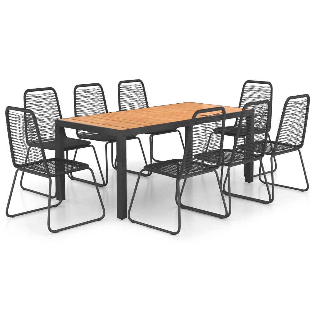 Set mobilier de grădină, 9 piese, negru și maro, ratan PVC - Lando