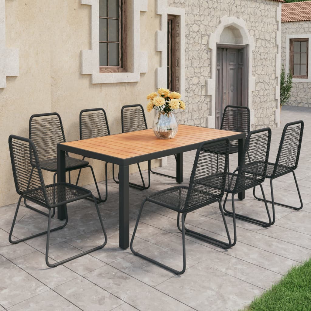 Set mobilier de grădină, 9 piese, negru și maro, ratan PVC - Lando