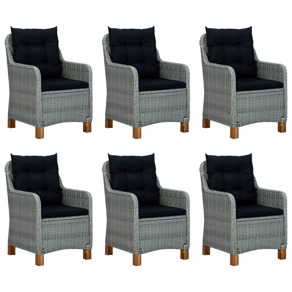 Set mobilier de exterior cu perne,7 piese,gri deschis,poliratan - Lando