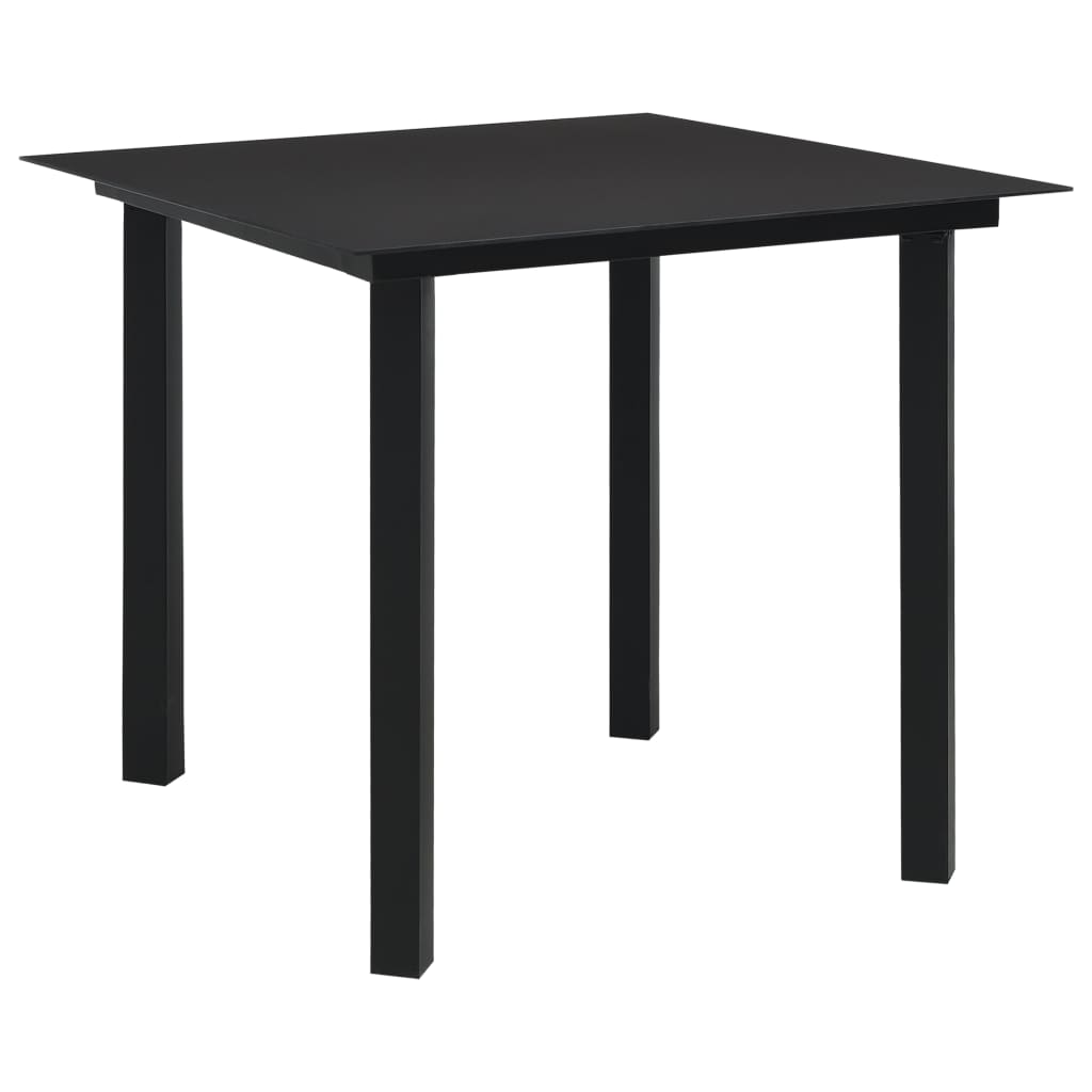 Set mobilier de grădină, 3 piese, negru, sticlă și oțel - Lando