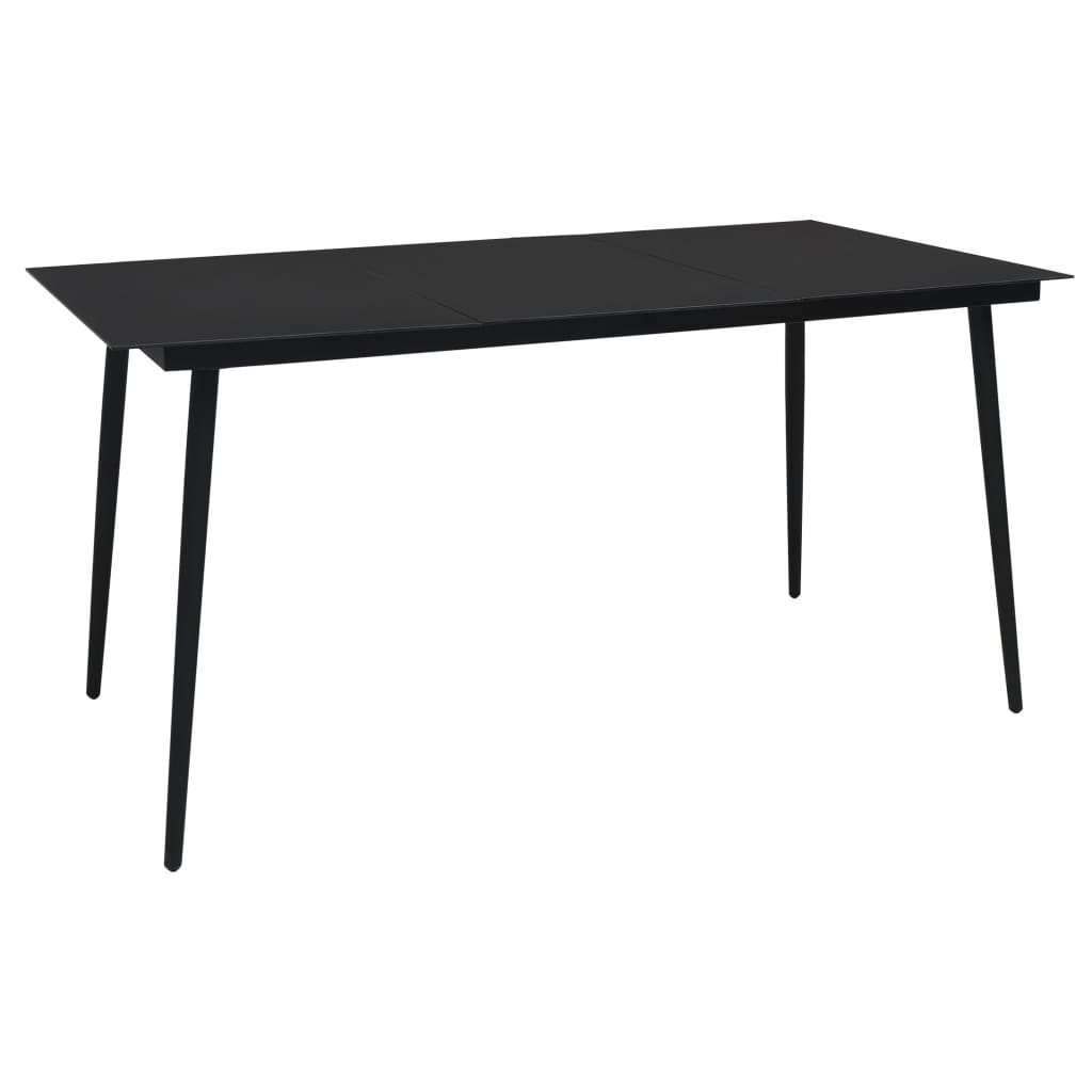 Set mobilier de exterior, 7 piese, negru, poliratan și sticlă - Lando