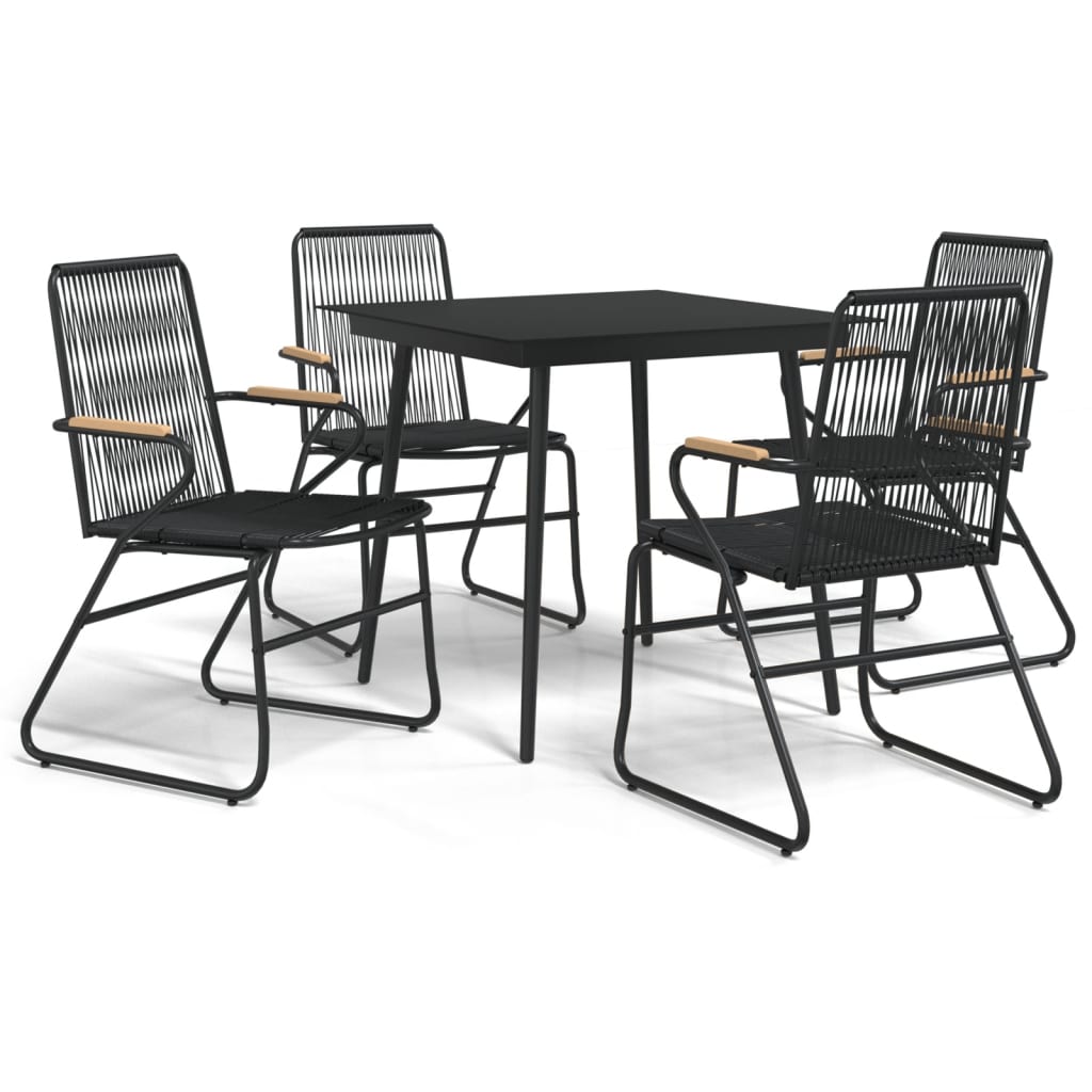 Set mobilier de grădină, 5 piese, negru, ratan PVC - Lando