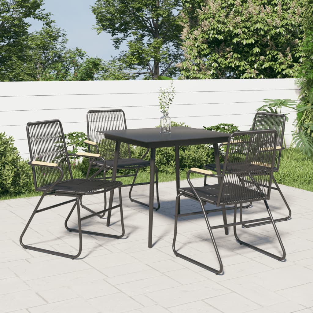 Set mobilier de grădină, 5 piese, negru, ratan PVC - Lando