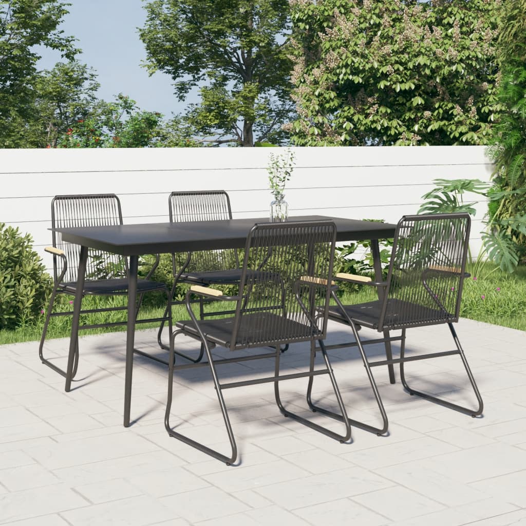 Set mobilier de grădină, 5 piese, negru, ratan PVC - Lando