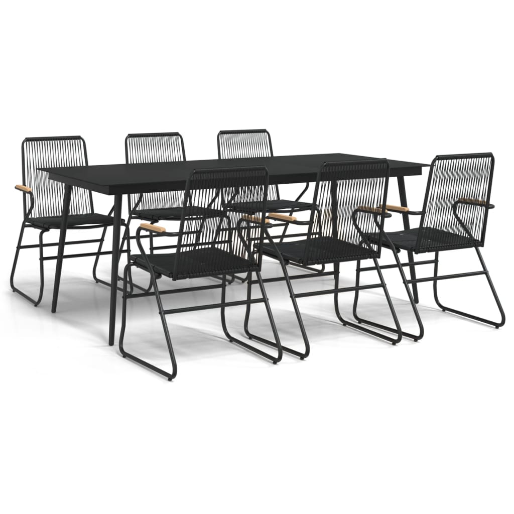 Set mobilier de grădină, 7 piese, negru, ratan PVC - Lando