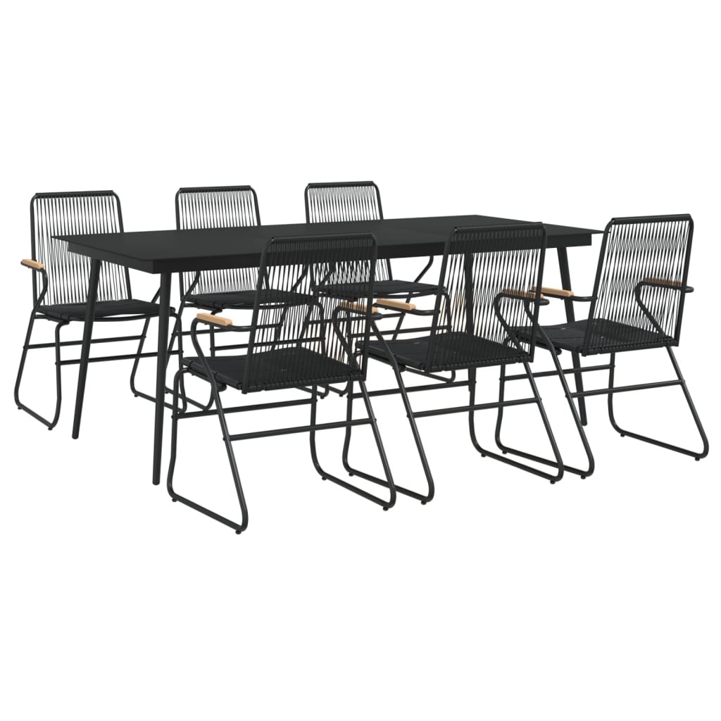 Set mobilier de grădină, 7 piese, negru, ratan PVC - Lando