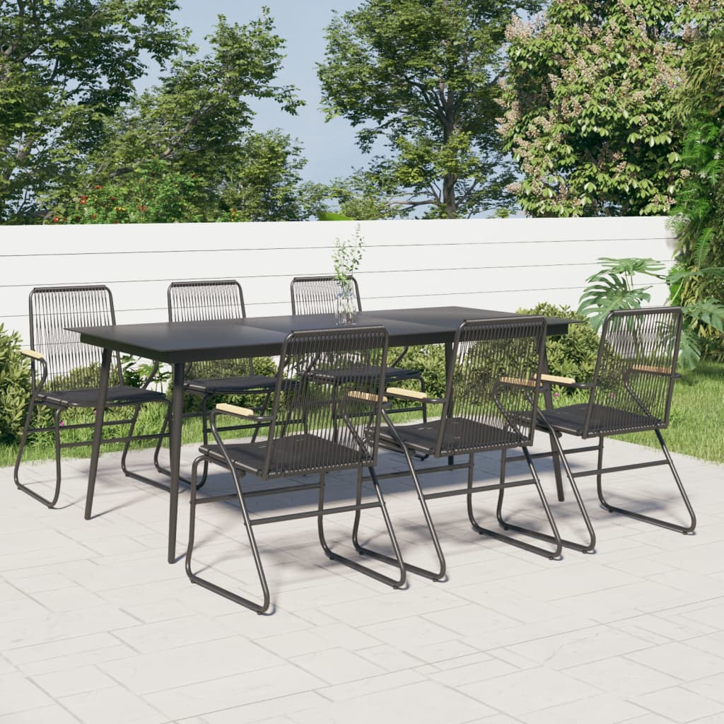 Set mobilier de grădină, 7 piese, negru, ratan PVC - Lando