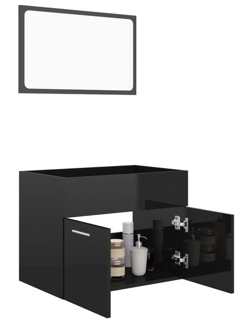 Încărcați imaginea în vizualizatorul Galerie, Set mobilier de baie, 2 piese, negru extralucios, PAL - Lando
