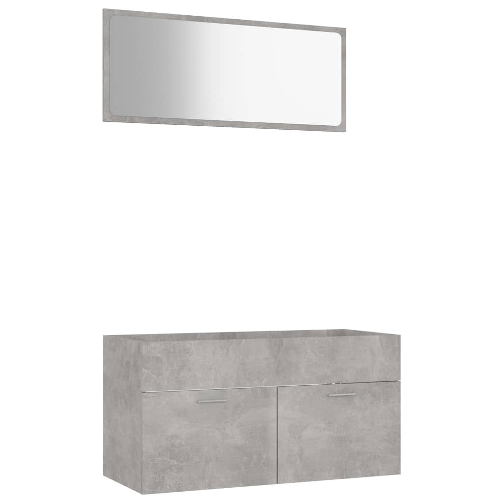 Set mobilier de baie, 2 piese, gri beton, PAL - Lando
