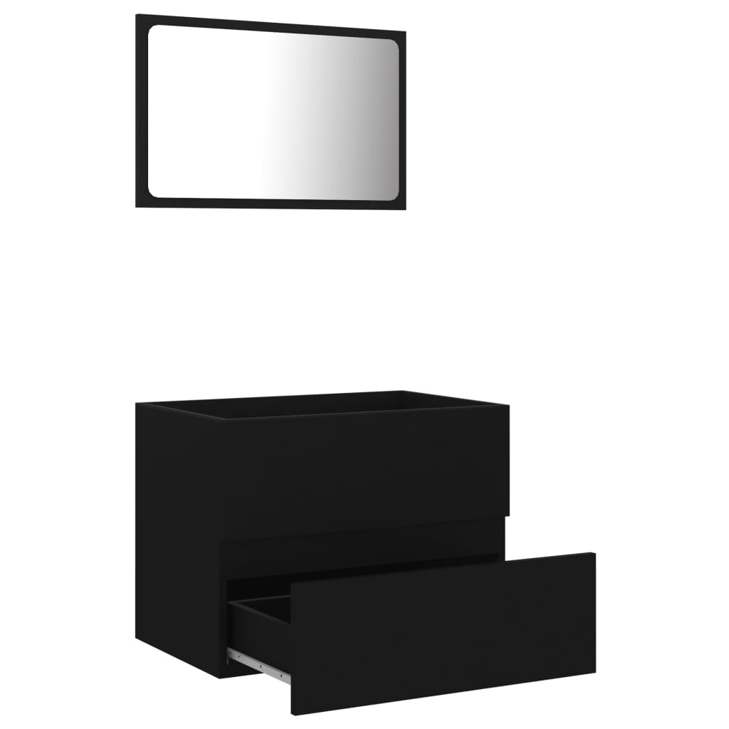 Set mobilier de baie, 2 piese, negru, PAL - Lando