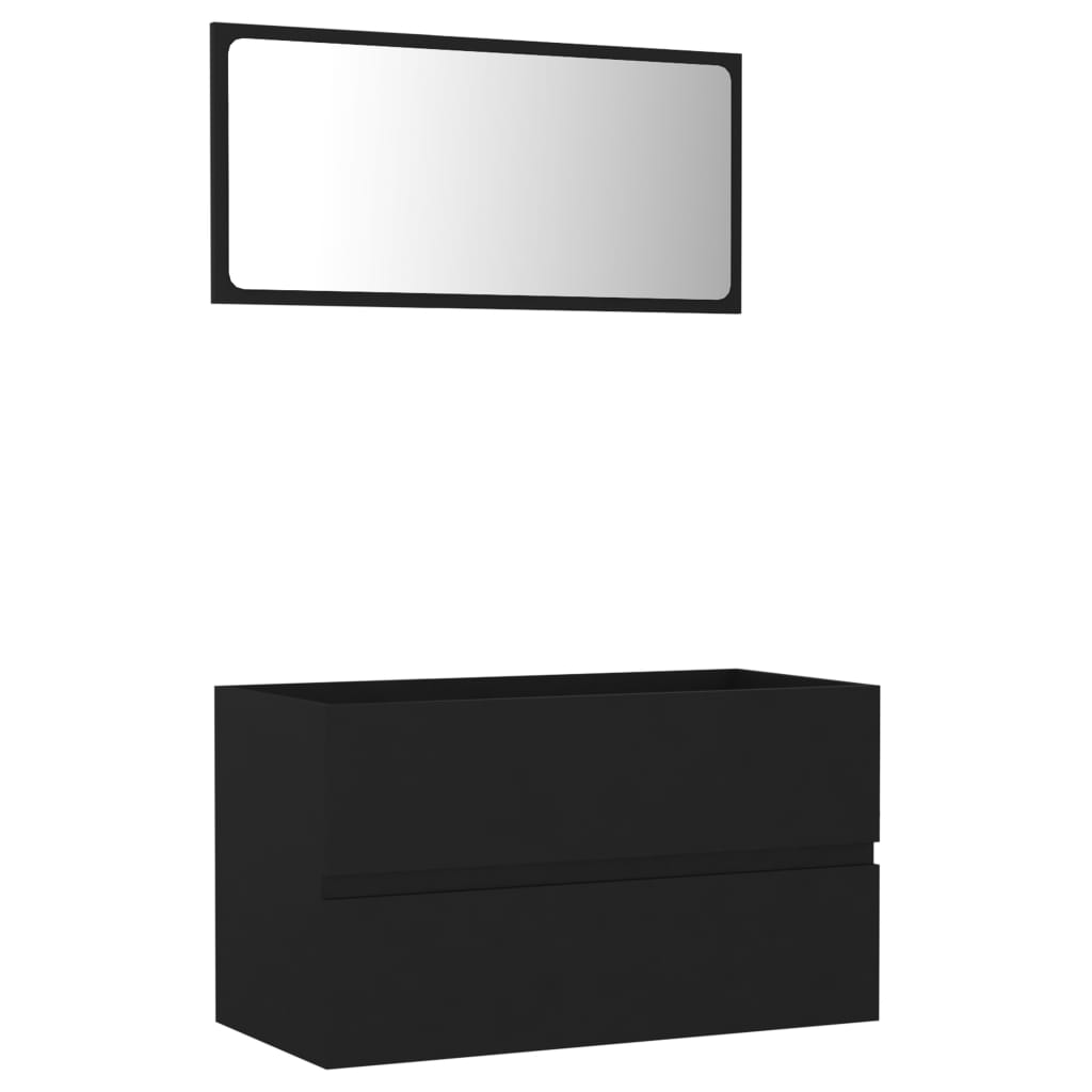 Set mobilier de baie, 2 piese, negru, PAL - Lando