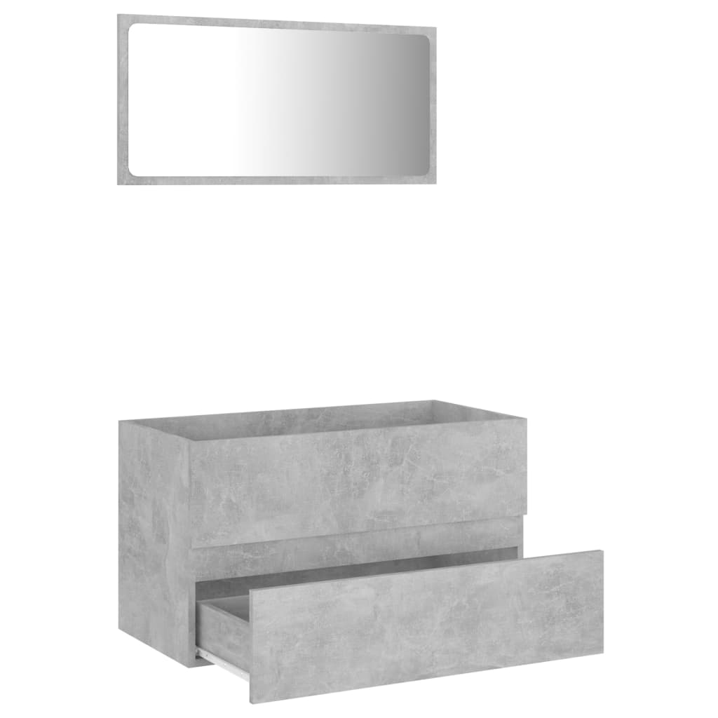 Set mobilier de baie, 2 piese, gri beton, PAL - Lando