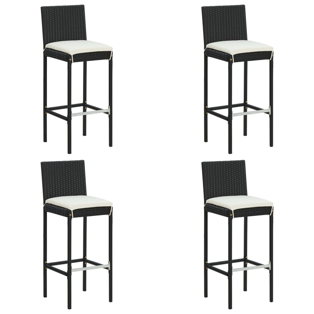 Set mobilier bar exterior cu perne, 5 piese, negru, poliratan - Lando