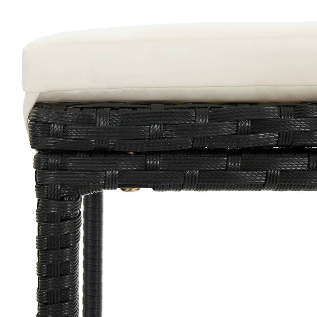 Set mobilier bar de grădină cu perne, 9 piese, negru, poliratan - Lando