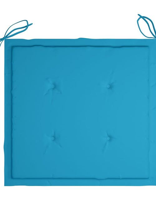 Încărcați imaginea în vizualizatorul Galerie, Scaune de grădină cu perne albastre, 2 buc., lemn masiv de tec - Lando

