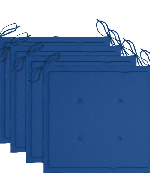 Загрузите изображение в средство просмотра галереи, Scaune grădină cu perne albastru regal, 4 buc., lemn masiv tec - Lando
