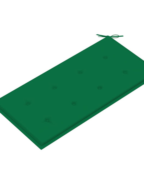 Загрузите изображение в средство просмотра галереи, Bancă de grădină, cu pernă verde, 112 cm, lemn masiv de tec - Lando

