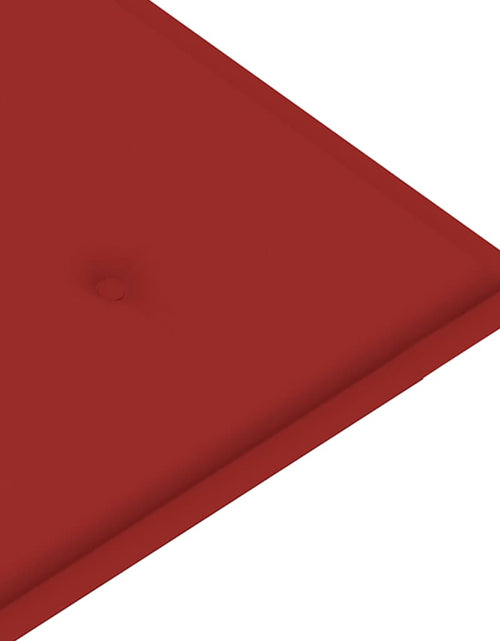 Încărcați imaginea în vizualizatorul Galerie, Bancă de grădină, cu pernă roșie, 112 cm, lemn masiv de tec - Lando
