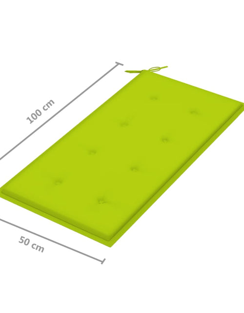 Загрузите изображение в средство просмотра галереи, Bancă grădină, pernă verde, 112 cm, lemn masiv tec - Lando
