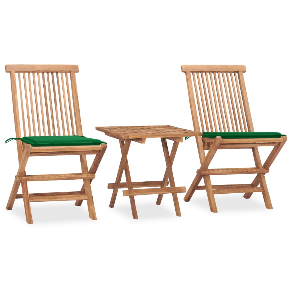 Set mobilier exterior pliabil cu perne, 3 piese, lemn masiv tec - Lando