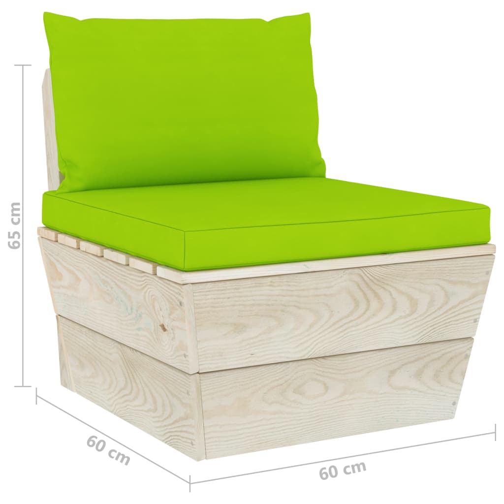 Canapea de mijloc paleți de grădină cu perne, lemn molid tratat - Lando