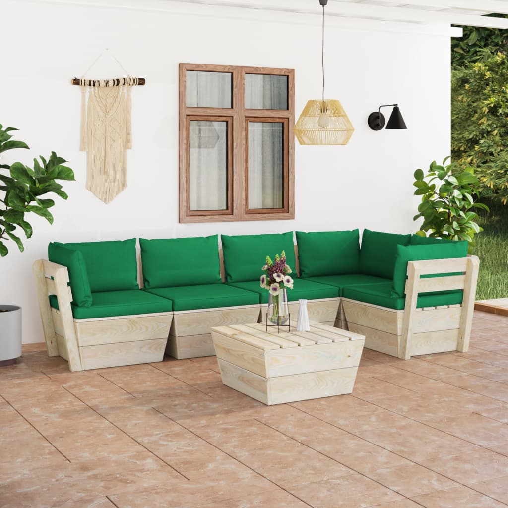 Set mobilier grădină din paleți cu perne, 6 piese, lemn molid - Lando