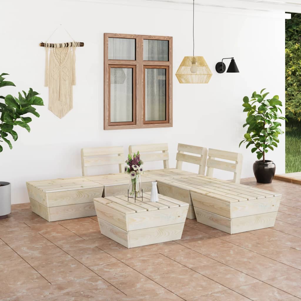 Set mobilier palet pentru grădină 6 piese lemn de molid tratat - Lando