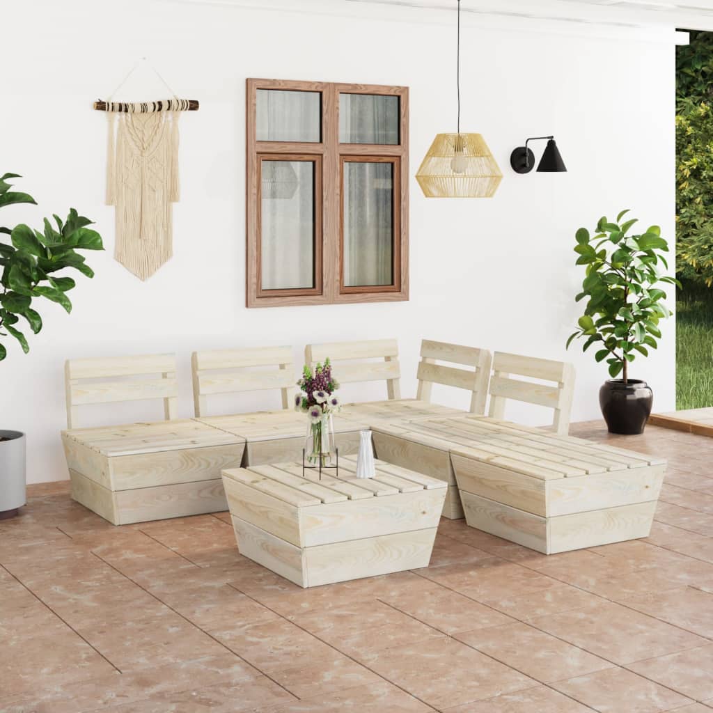 Set de mobilier paleți de grădină 6 piese lemn molid tratat - Lando