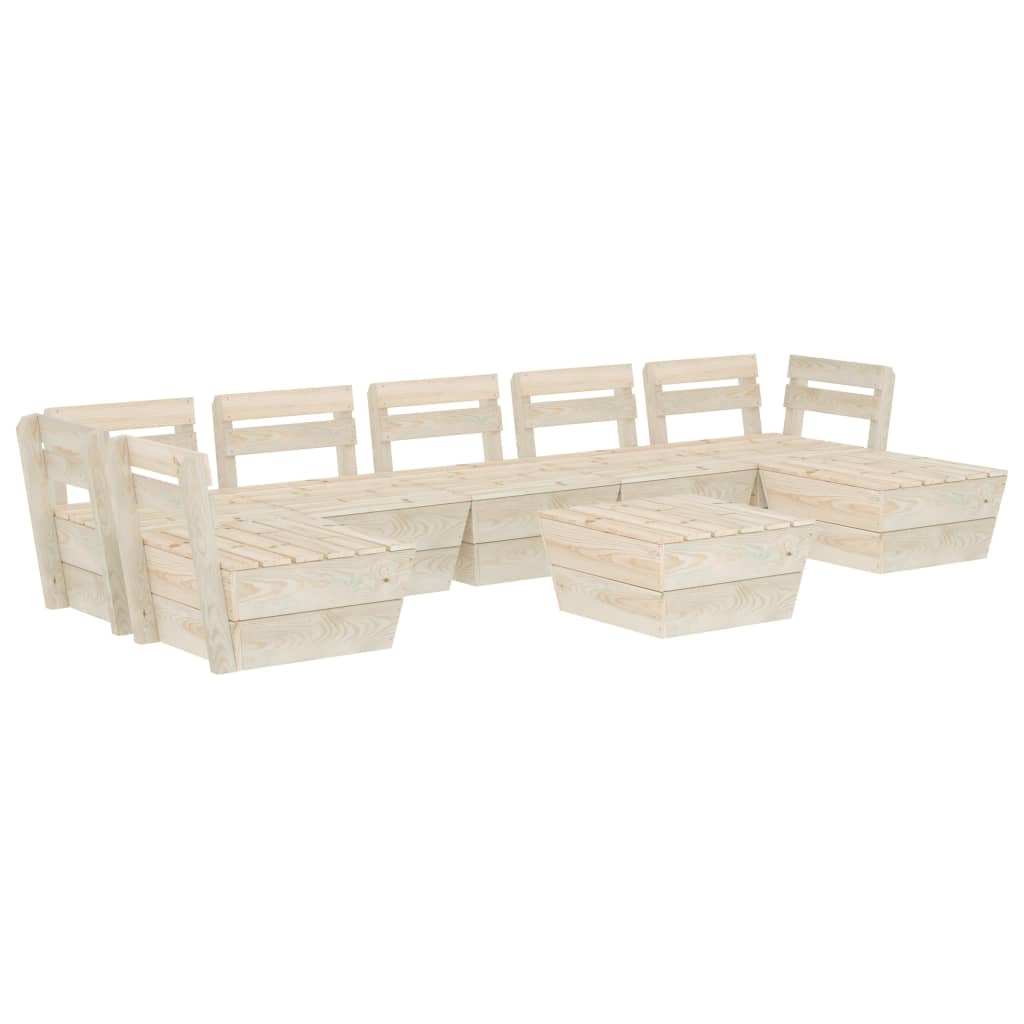 Set mobilier grădină din paleți, 8 piese, lemn de molid tratat - Lando
