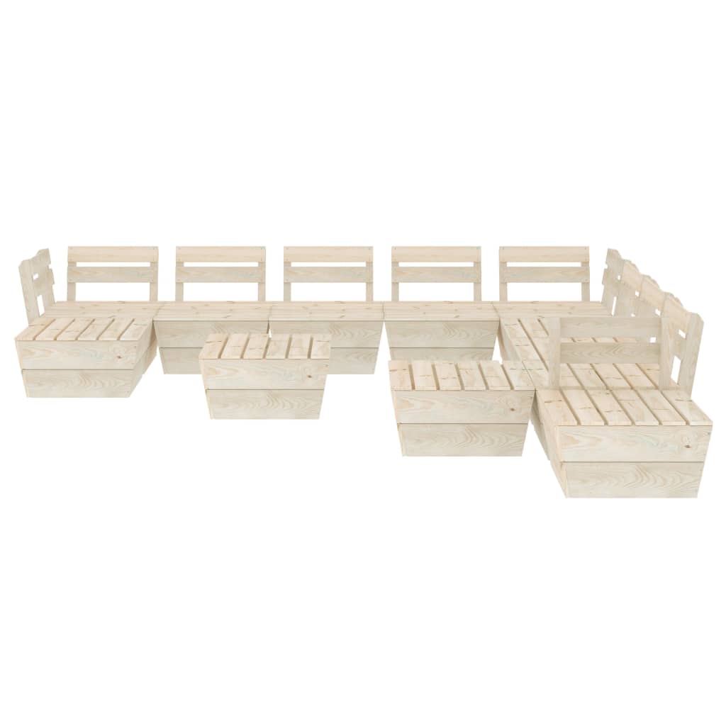 Set de mobilier de grădină paleți, 12 piese, lemn molid tratat - Lando