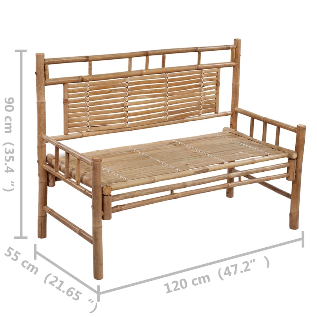 Bancă de grădină cu pernă, 120 cm, bambus - Lando