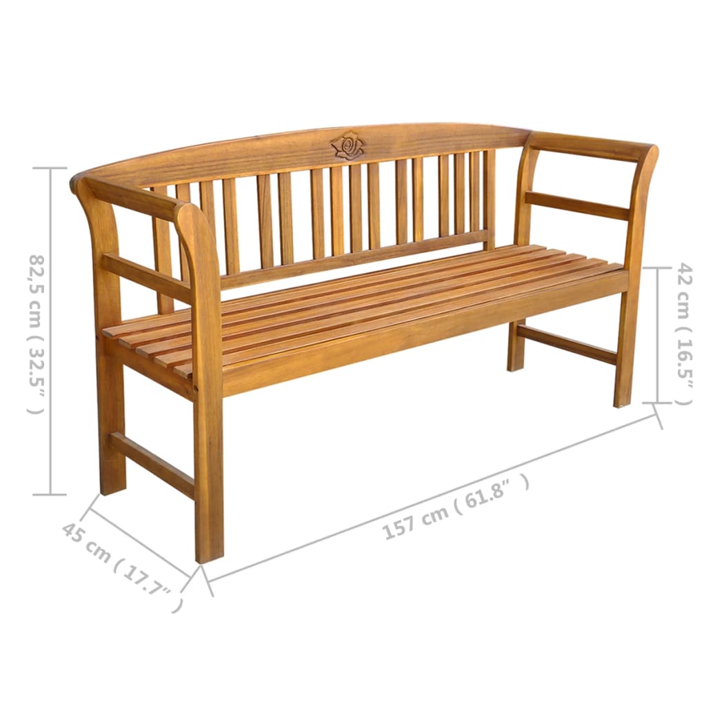 Bancă de grădină cu pernă, 157 cm, lemn masiv acacia - Lando