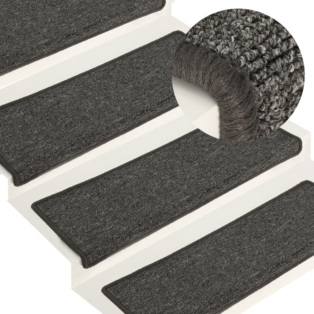 Covorașe de trepte de scară, 15 buc., gri și negru, 65x21x4 cm - Lando