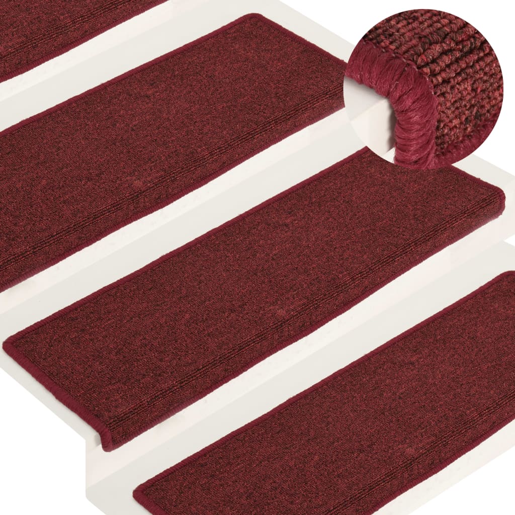 Covorașe de trepte de scară, 15 buc., roșu mat, 65x21x4 cm - Lando