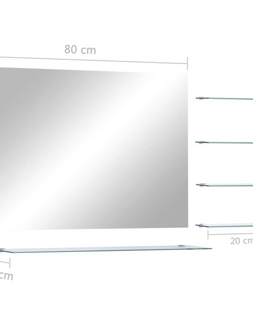Загрузите изображение в средство просмотра галереи, Oglindă de perete cu 5 rafturi, argintiu, 80 x 60 cm - Lando
