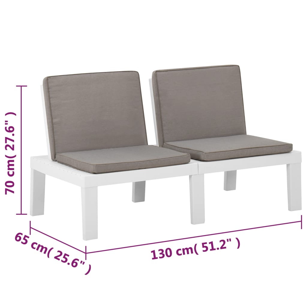 Set mobilier de grădină cu perne, 4 piese, alb, plastic - Lando